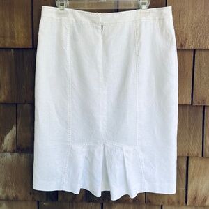 🇮🇹 White Linen Pencil Skirt with Pleated Back